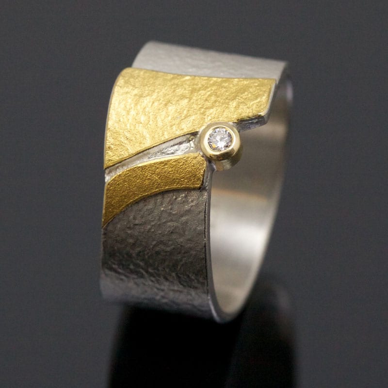 Ring Silber Feingold Brillant Struktur