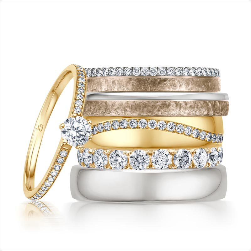 Ringpaar Silber Gold Brillant